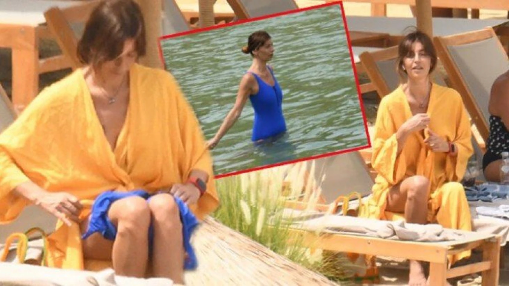 Seda Akman, plajın ortasında bikinisini çıkartıp mayosunu giydi