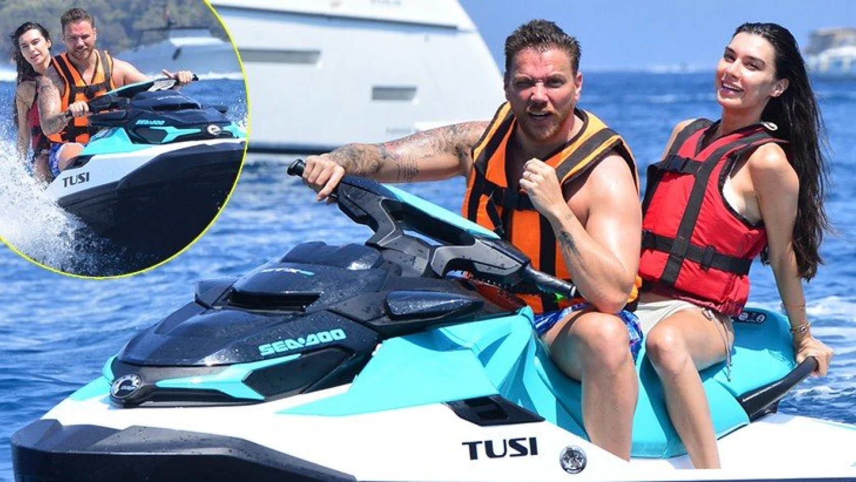 Sinan Akçıl ve Burcu Kıratlı, Bodrum'da jet-ski keyfi yaptı