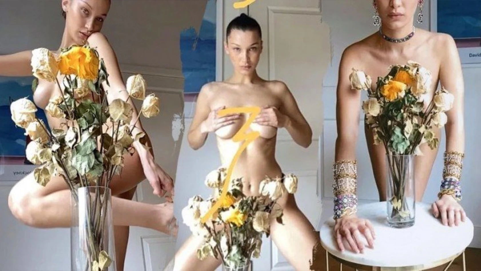 Bella Hadid'den Vogue İtalya için çıplak poz! Ortalık yıkıldı!