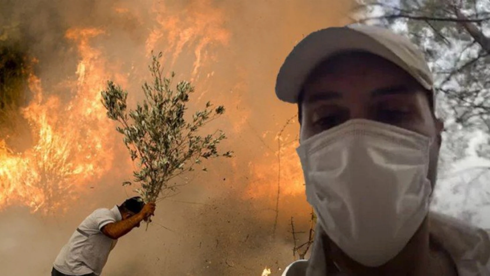Oyuncu Alperen Duymaz, Fethiye'de yangın söndürme çalışmalarına katıldı
