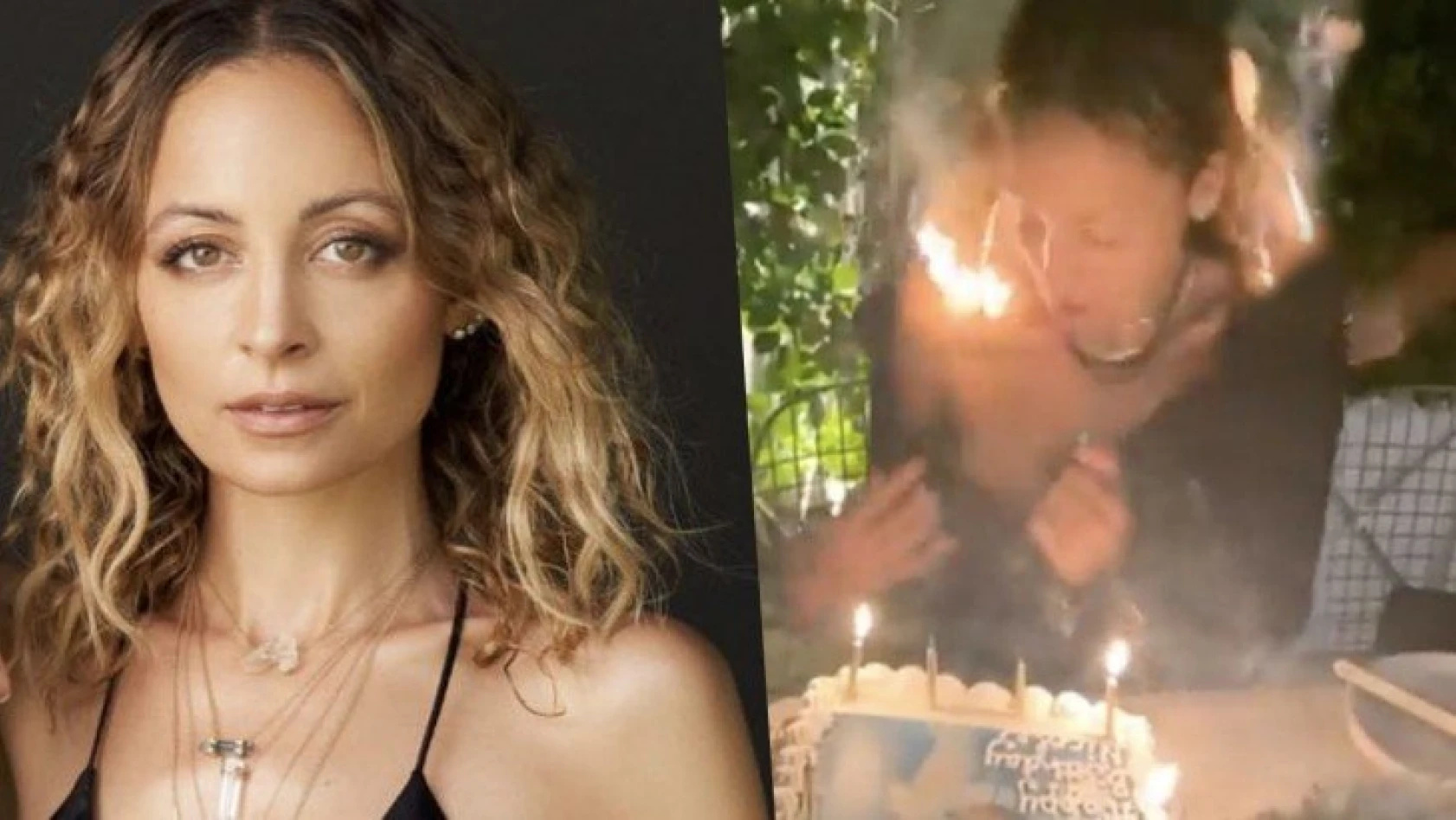 Oyuncu Nicole Richie, doğum gününü kutlarken kendini yakıyordu