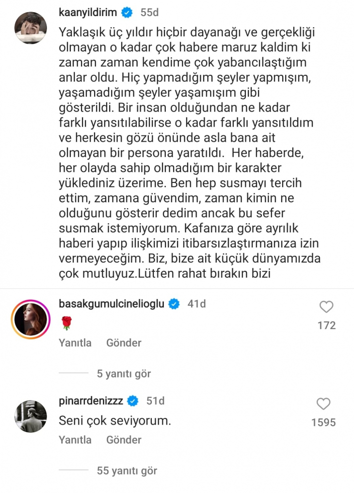 Kaan Yıldırım, Pınar Deniz ile ayrılık iddialara yanıt verdi! 'Lütfen bizi…'